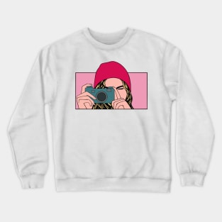 woman with a camera Crewneck Sweatshirt